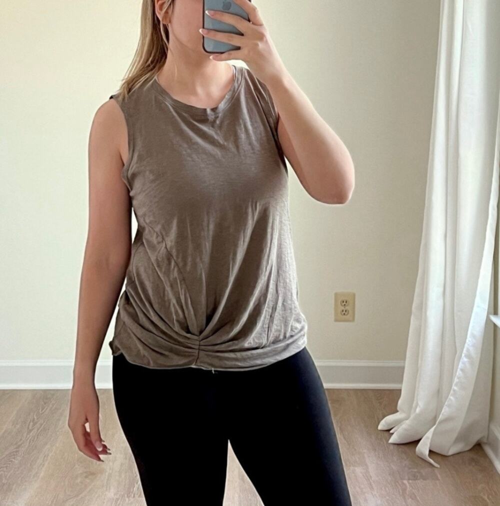 Michael Stars Gathered Knot Supima Cotton Tank OS Earthy Sustainable